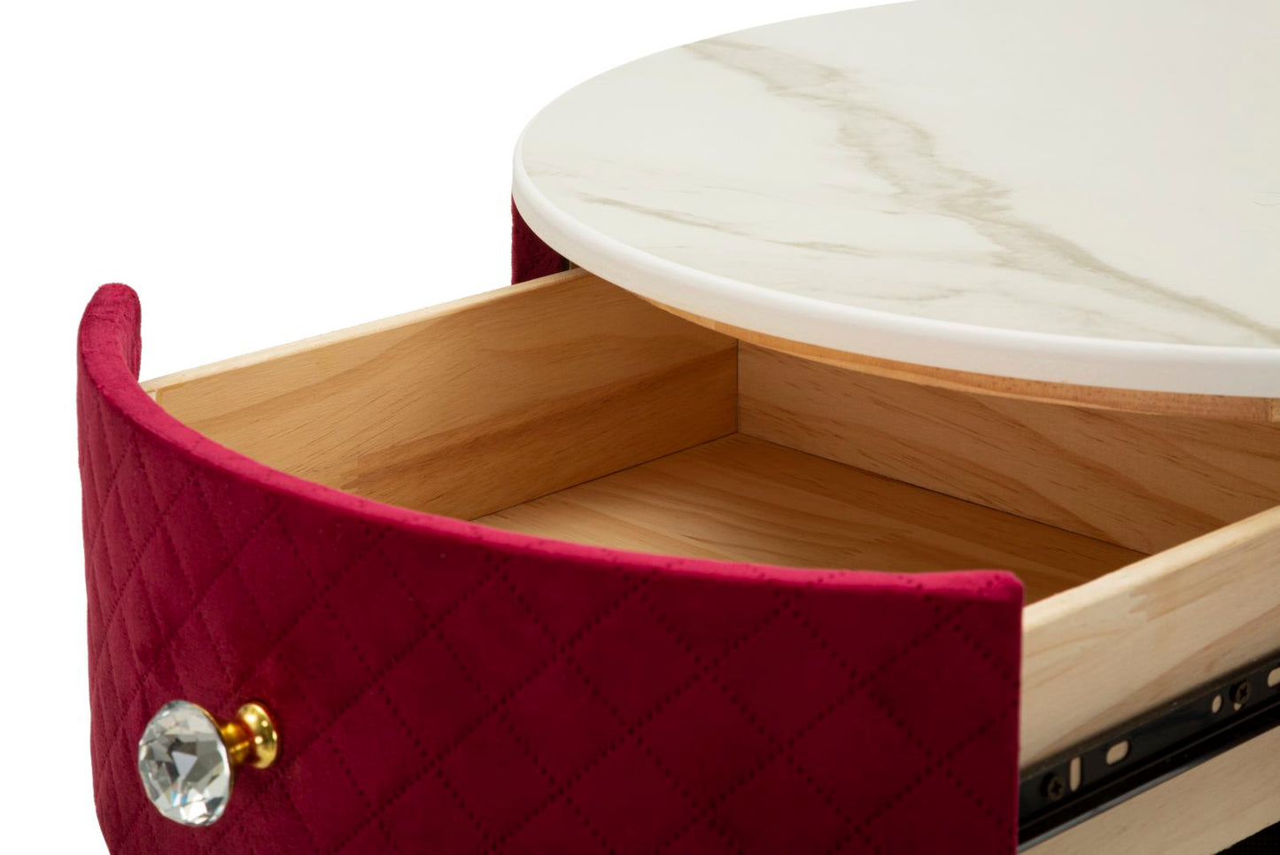Nachtkastje/Kaptafel Met Poef Rood Fluweel