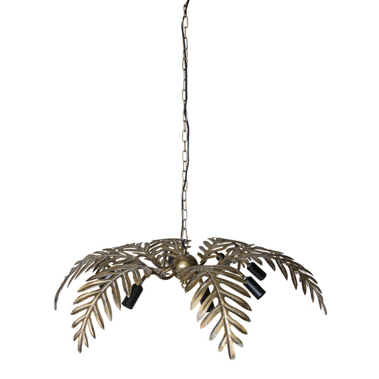 Moira Gold Metal Hanging Lamp Palm Leaf Wide