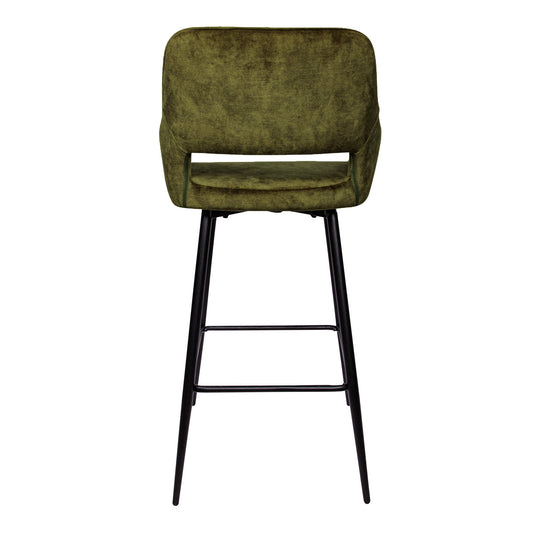 Fallon Velvet Green Bar Stool Black Metal Leg KD (set of 2)