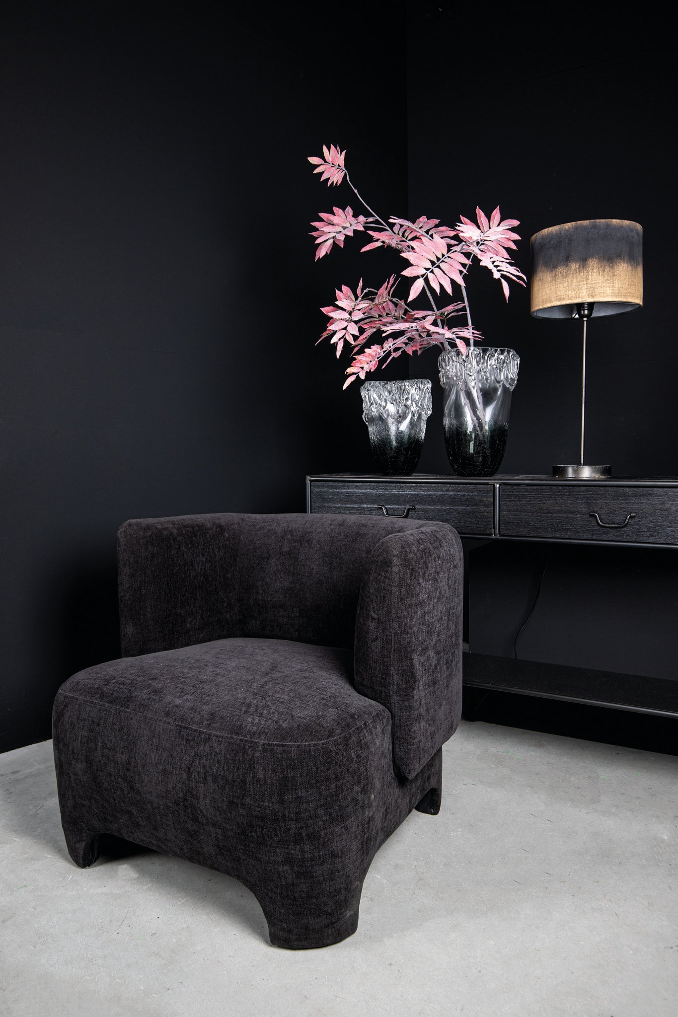 Ray Black Wooden Sidetable Metal Frame 2 Drawer