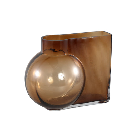 Nira Brown Glass Vase Double Solid Shaped Design L