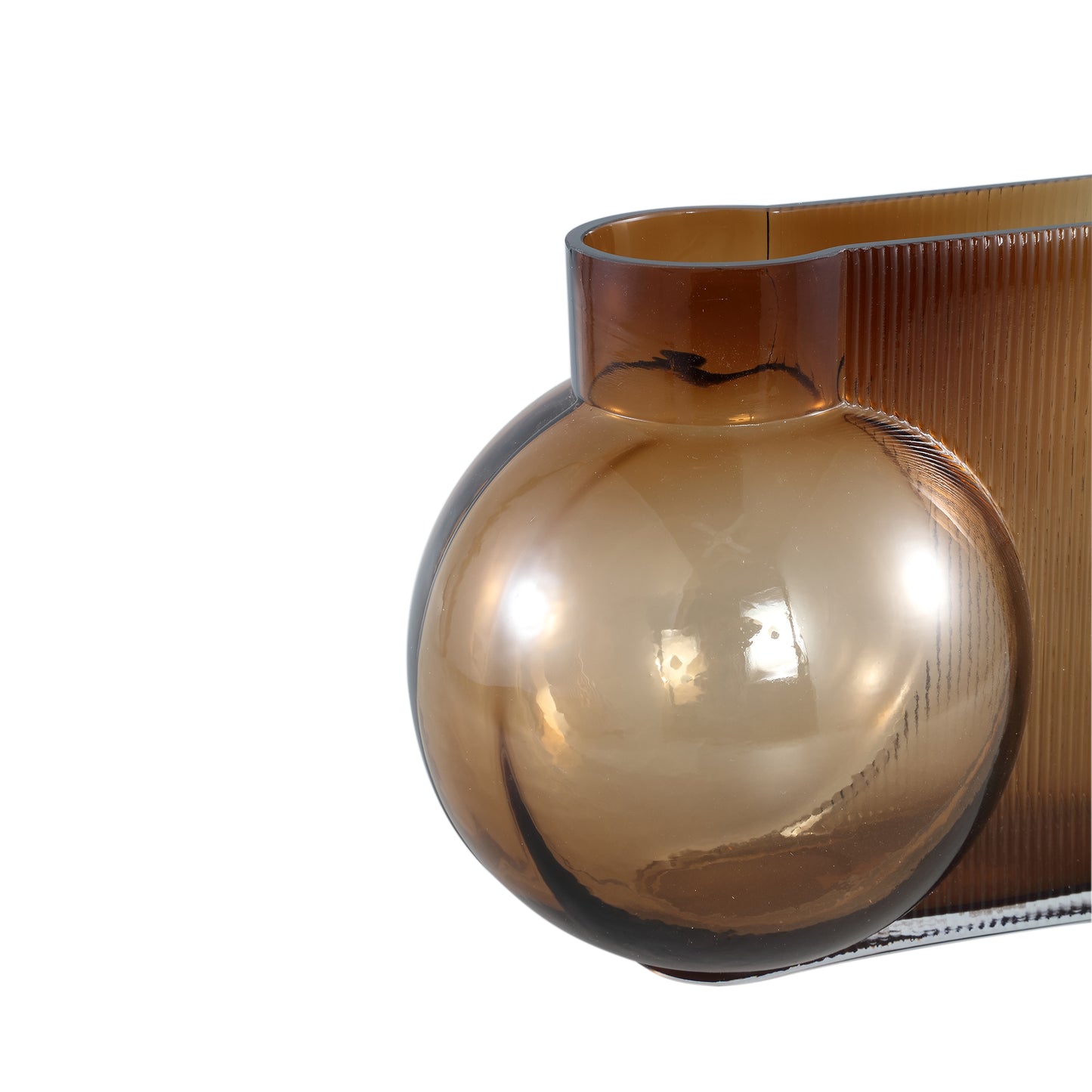 Nira Brown Glass Vase Double Solid Shaped Design S