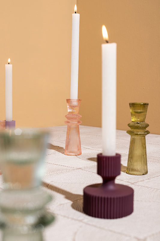 Gynna Dark Purple Matte Glass Candleholder Round