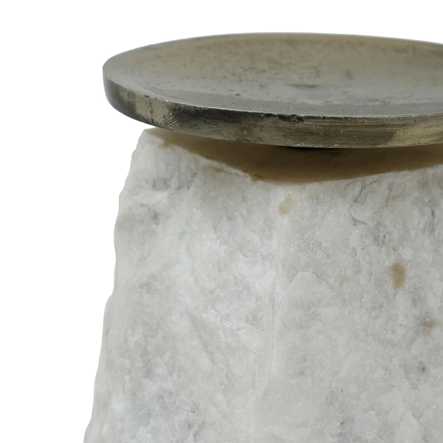 Nimo White Marble Candleholder Antique Gold Top L
