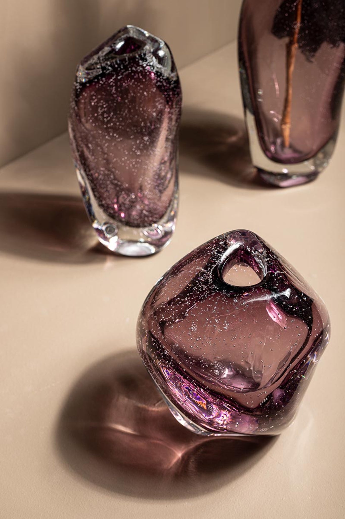 Bryce Purple Thick Angular Glass Vase Long