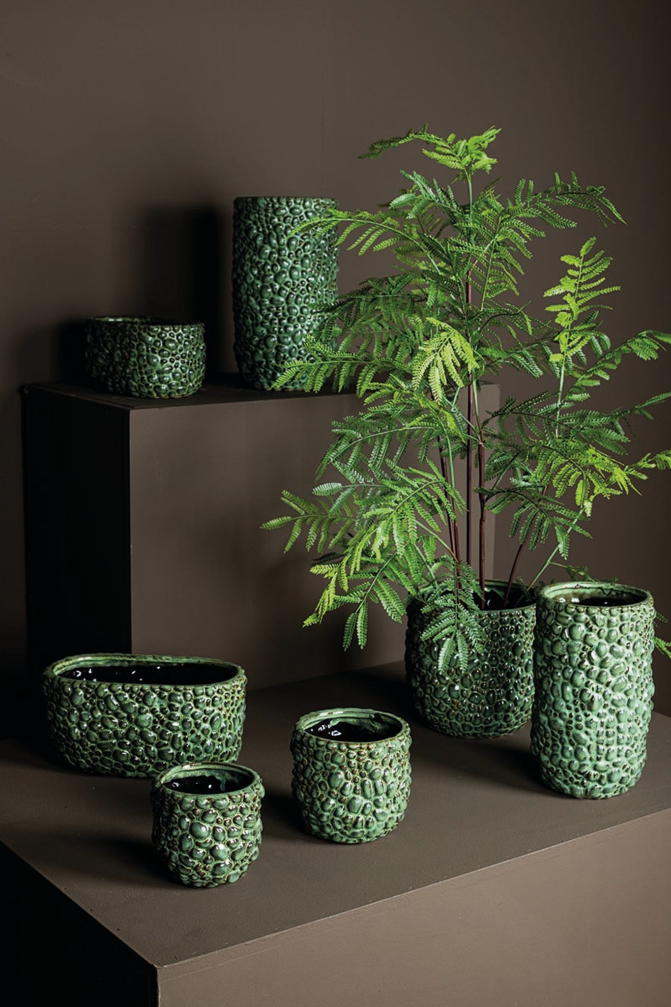 Danillo Green Glazed Ceramic Pot Drops Round XL