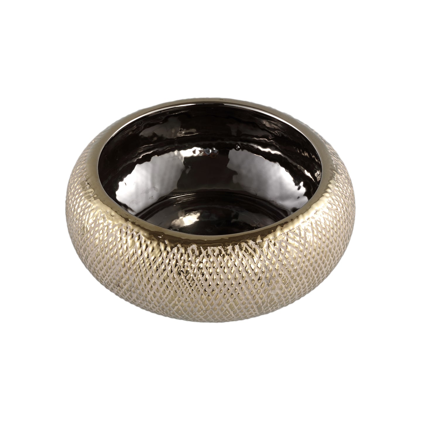 Helly Gold Ceramic Pot Round Wide Low L