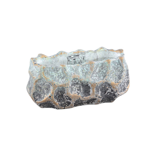 Kixx Grey Cement Pot Angled Shapes Oval S