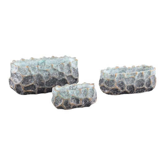 Kixx Grey Cement Pot Angled Shapes Oval L