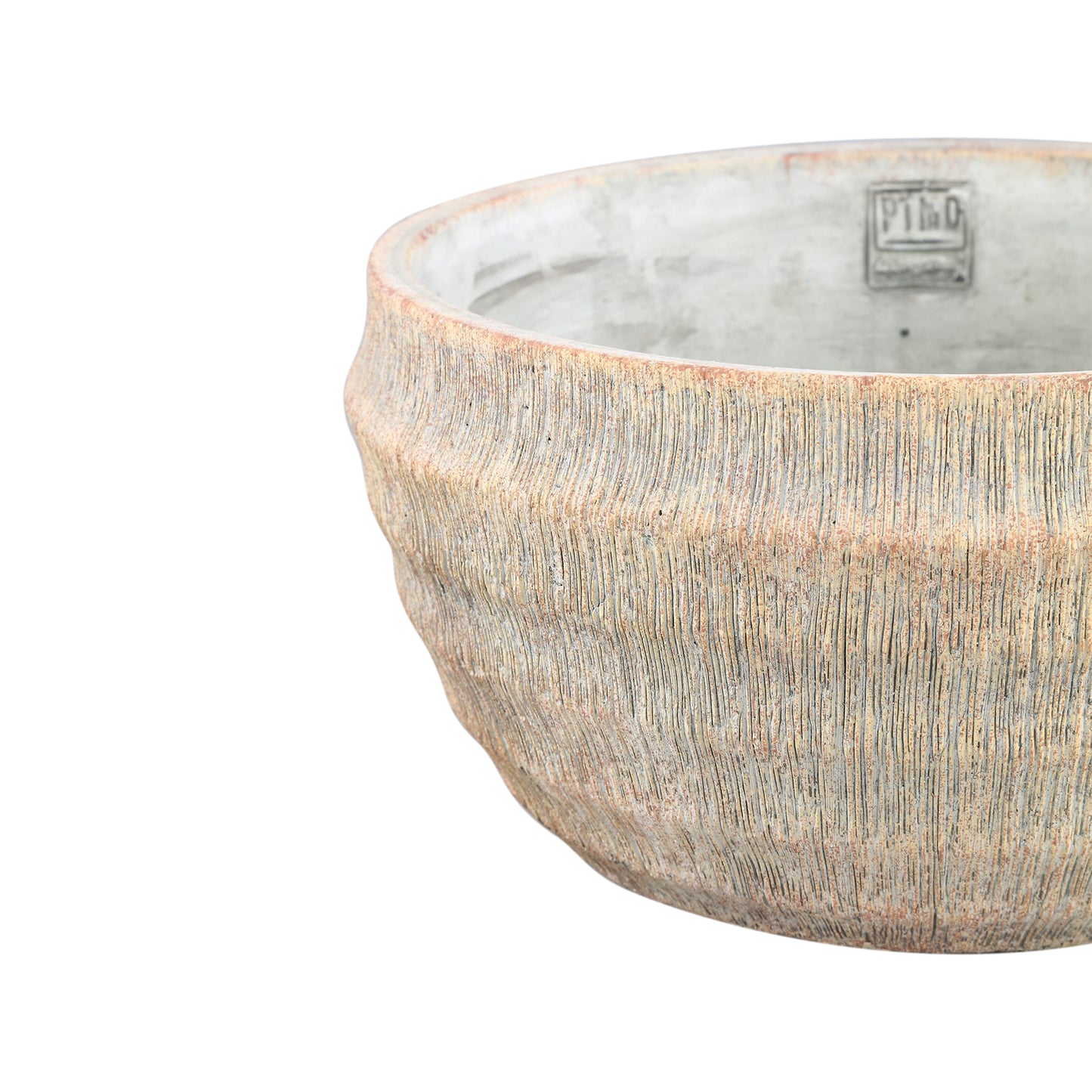 Sary Cream Cement Pot Minimal Stripe Rib Bowl L