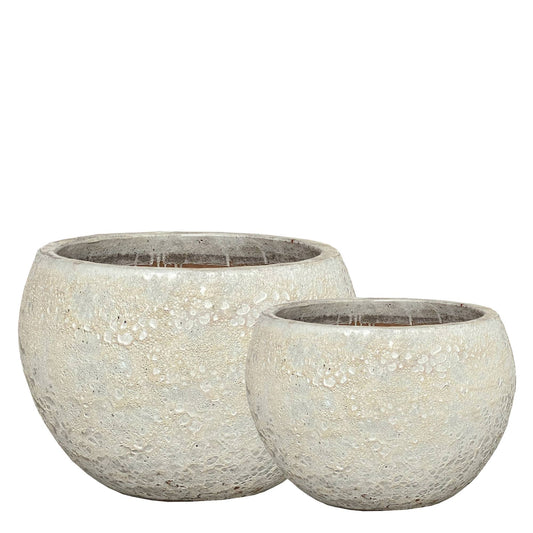 Javier Grey Ceramic Bowl Pot Round Set Of 2