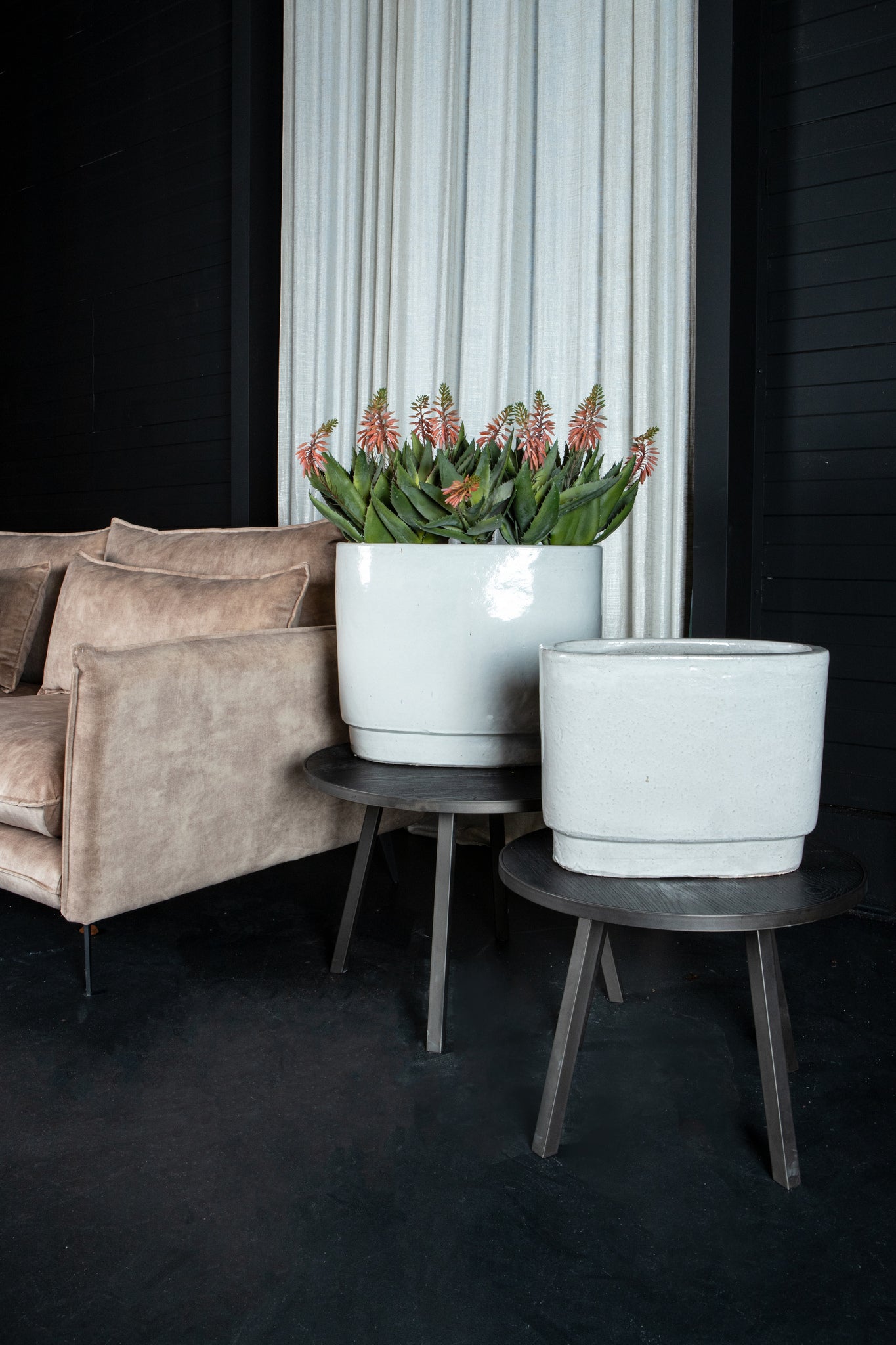 Rae White Ceramic Pot Oval Set Of 2