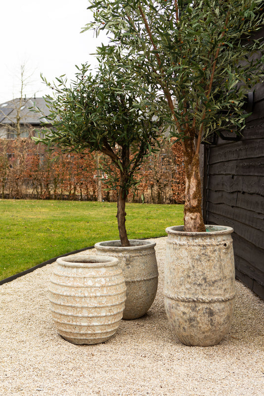 Tony Grey Big Ceramic Jar Pot Round Low