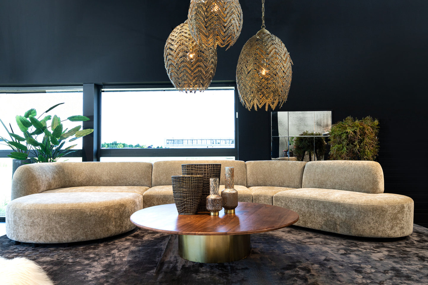 Lujo Sofa Anthracite Fiore Fabric 2 Seater Arm R