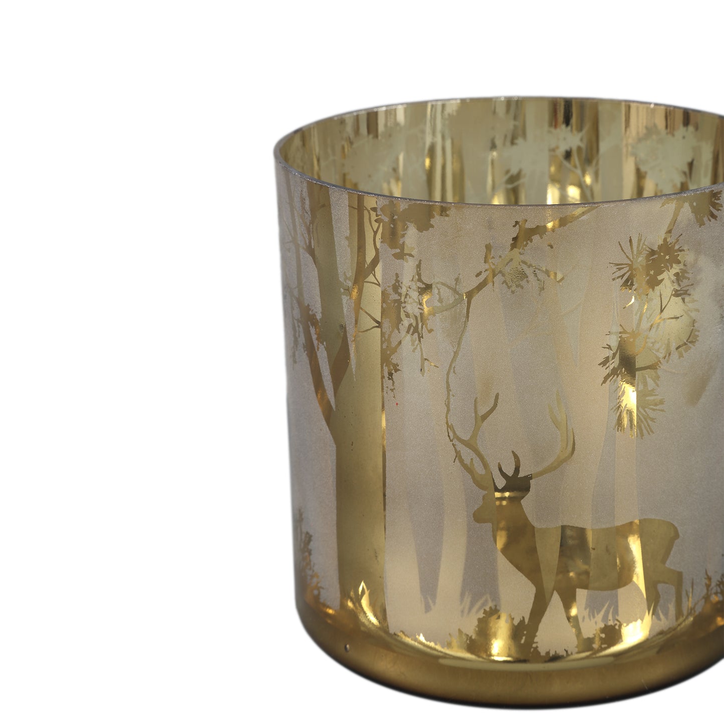 Imadiya Brown Glass Stormlight Gold Rim Reindeer