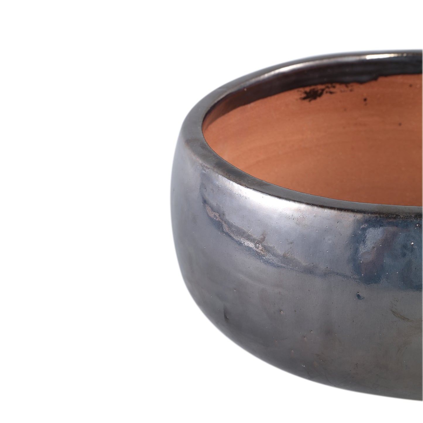 Nayaa Silver Ceramic Pot Round Low SV2