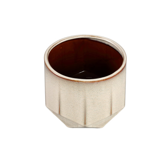 Kaima Cream Glazed Ceramic Pot Angular Print XL