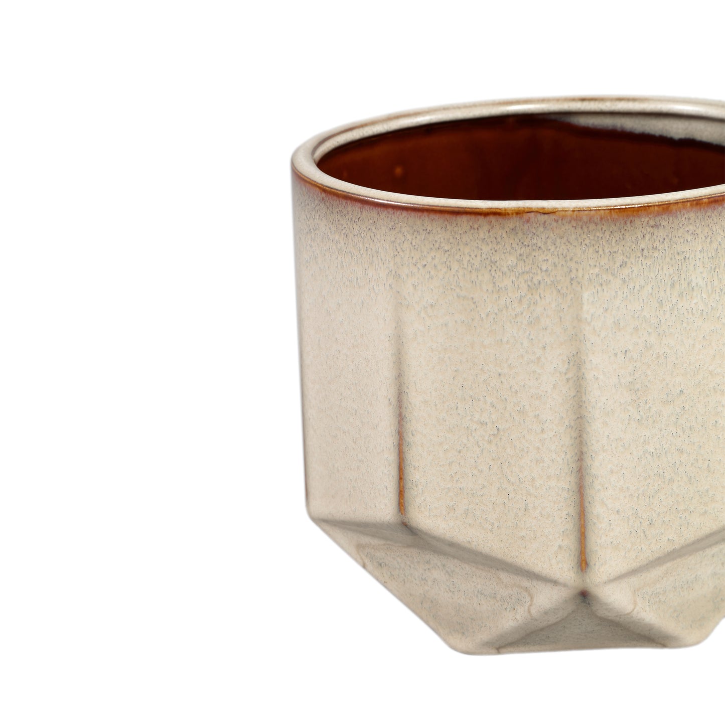 Kaima Cream Glazed Ceramic Pot Angular Print XL