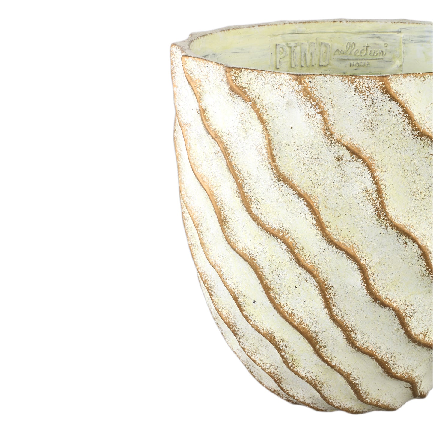 Sharlae Cream Cement Pot Wavy Lines Round XXL