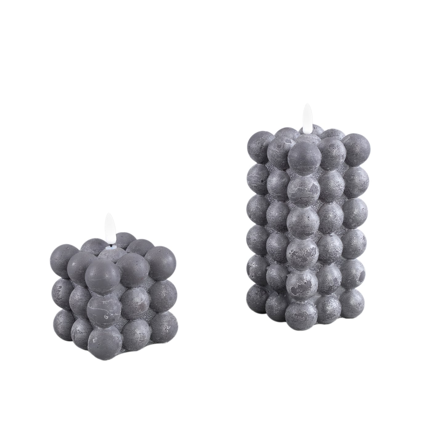LED Kaars Swish Grijs Bubbelvorm Flakkerend L Set van 6 16x8x8 cm