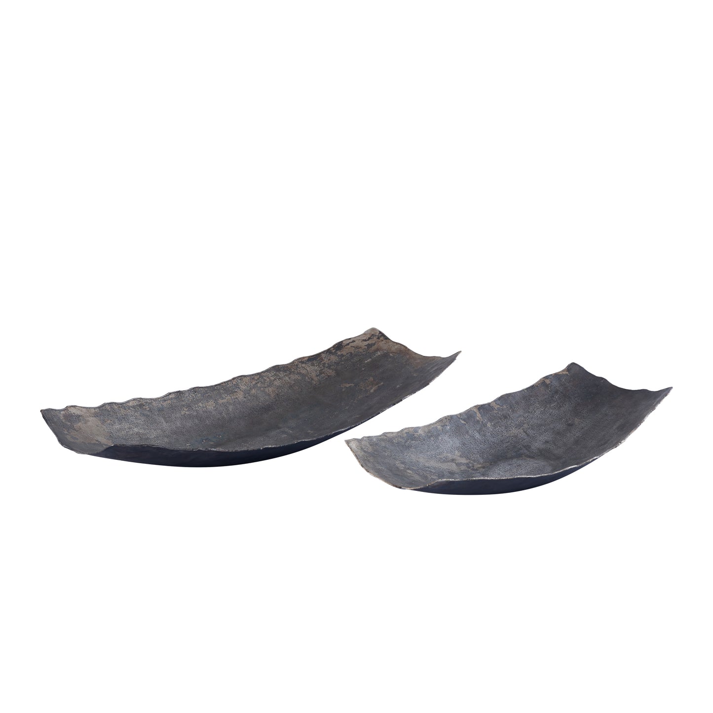 Semin Silver Alu Rectangle Rustic Bowl Wavy Edge L