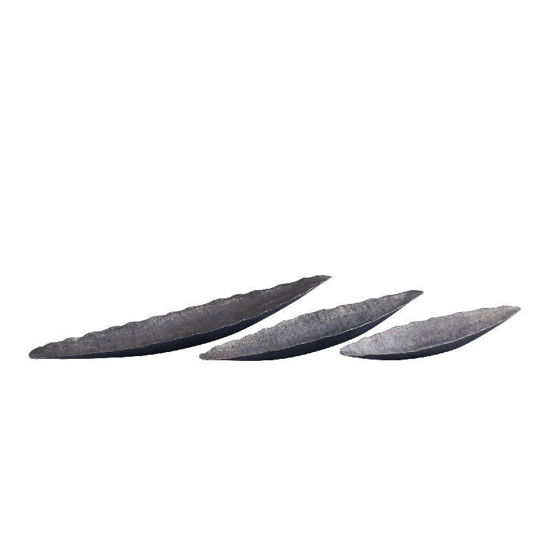 Semin Silver Alu Ovale Schaal met Golvende Rand Set van 2 Stuks L 8.5x91x19.5 cm