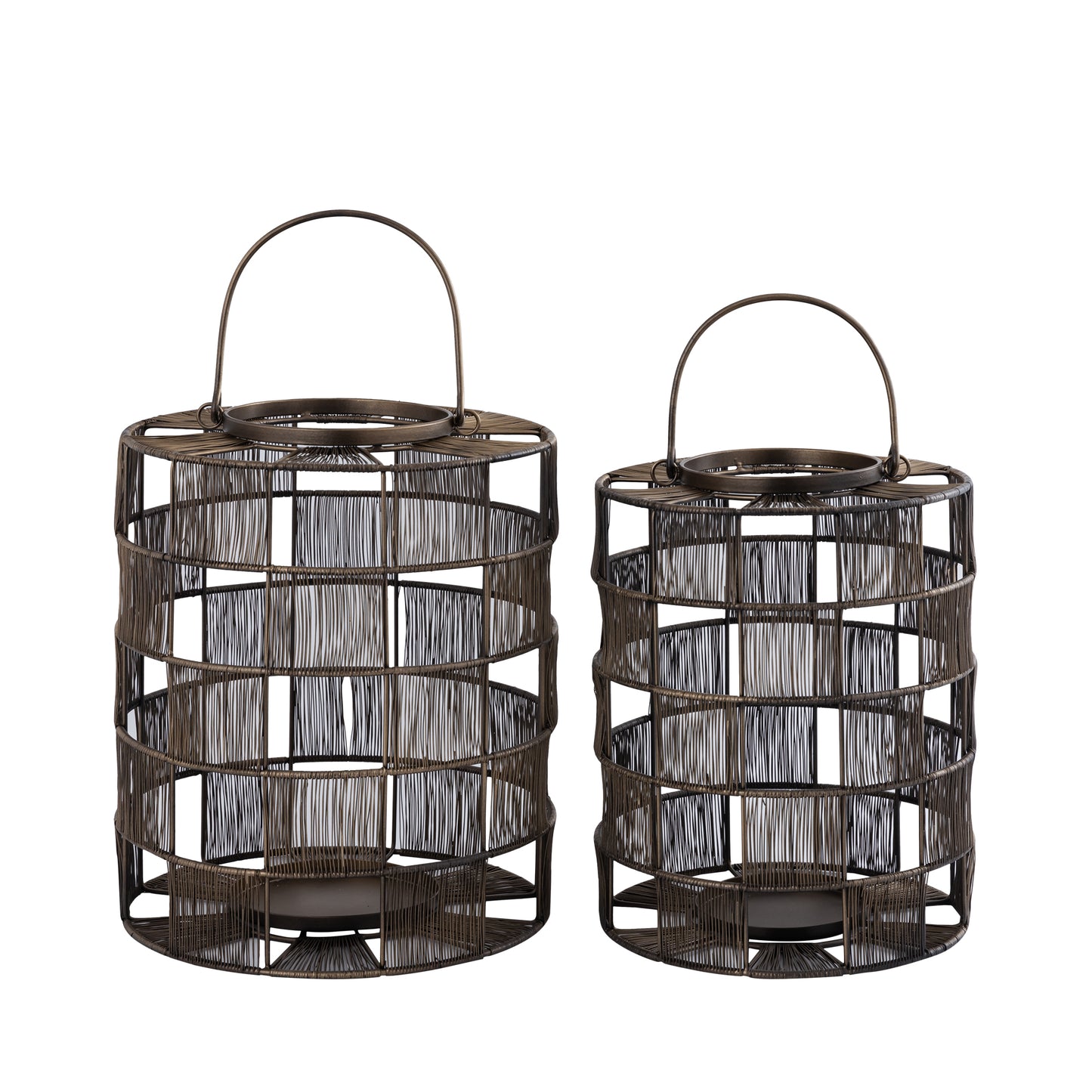 Stenn Messing Ijzer Rond Draadwerk Lantaarn Vierkanten Set van 2 30x24x24 cm