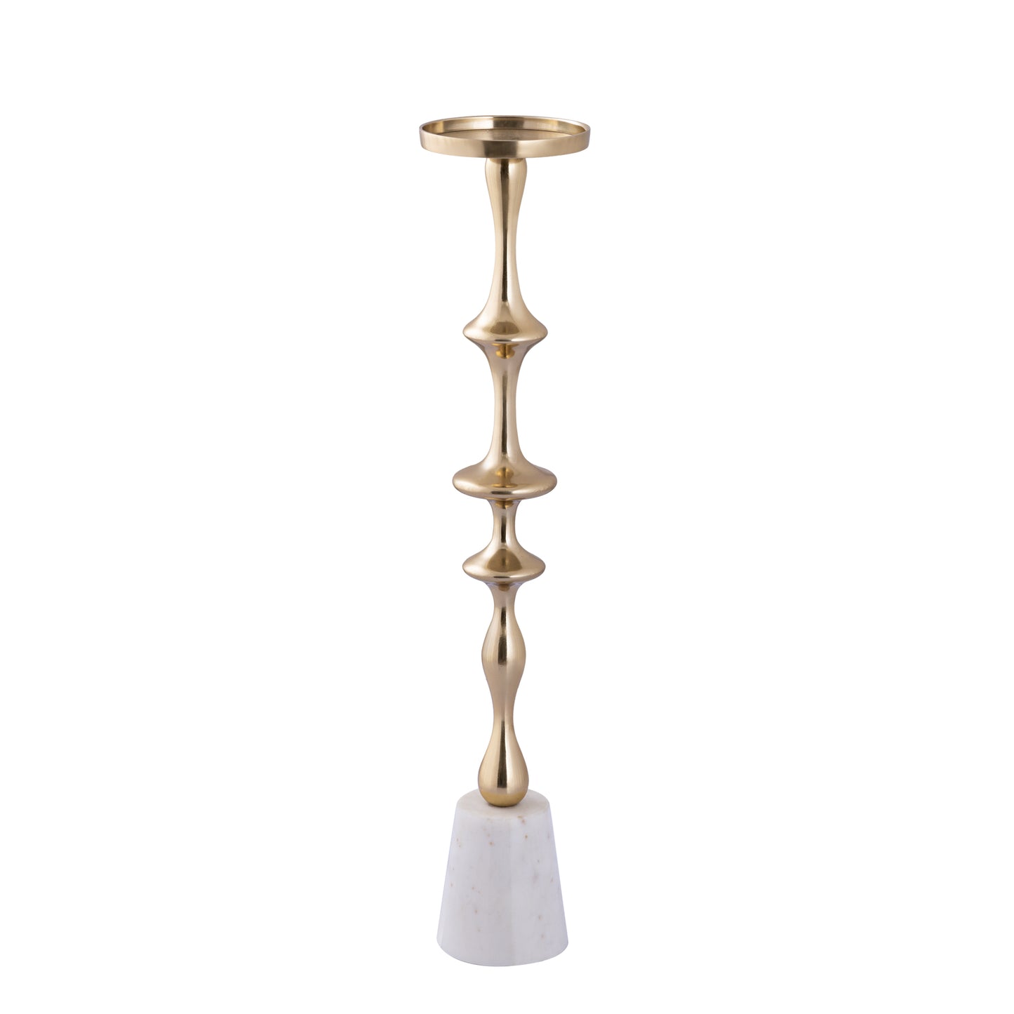 Cassady Gold Alu Candle Holder On Marble Base L