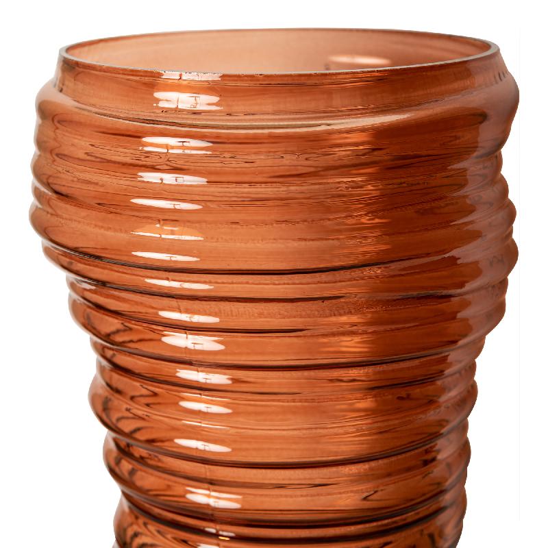 Lane Bruin Glas Geriefd Windlicht L - Set van 2 stuks 27.5x20x20 cm