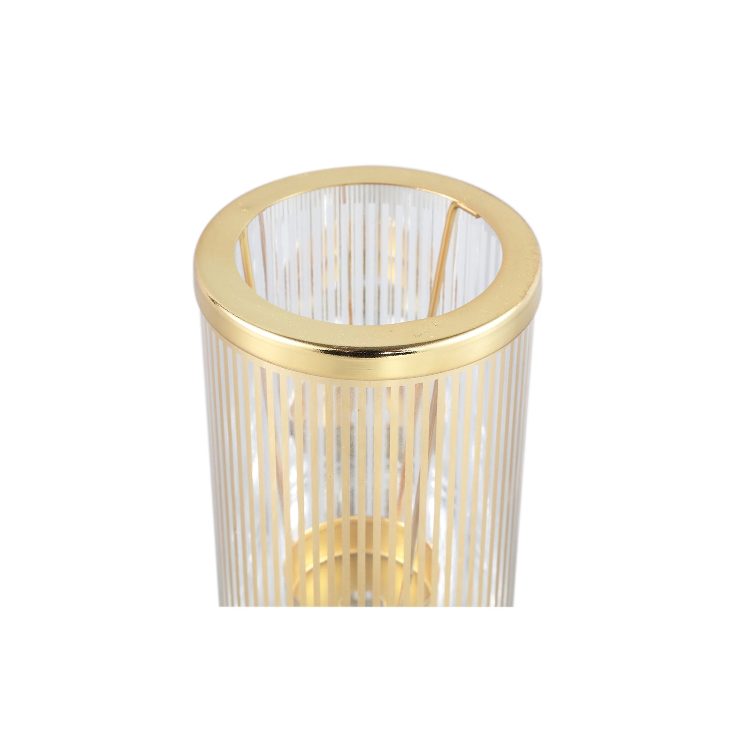 Ella Gold Glass Striped Tealight Holder L