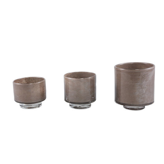 Josiah Bruin Glazen Theelichthouder Op Voet S - Set van 6 Stuks 8.5x10x10 cm