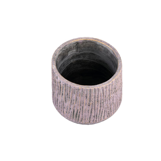 Holden Paarse Cement Pot Rond Goudafwerking Set Van 4 Stuks L - 4 Sets 17x21x21 cm