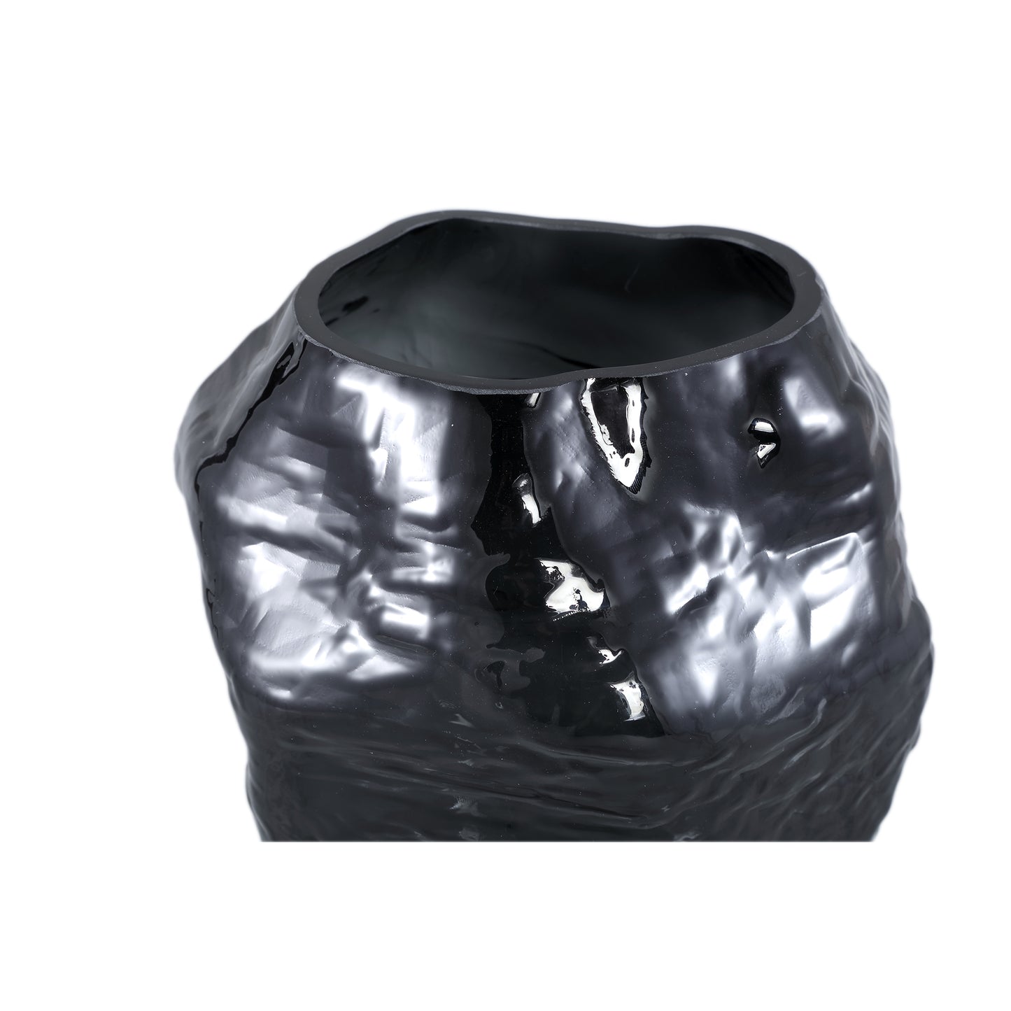 Riley Black Glass Vase Round Irregular Shape