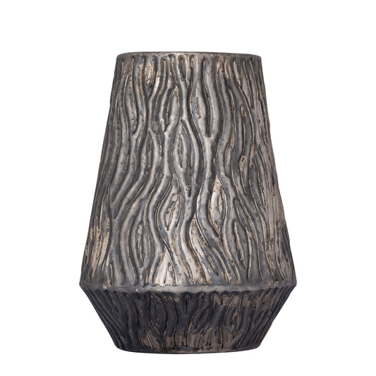 Deandra Silver Alu Sheet Pot Wavy Patt Rnd Low L