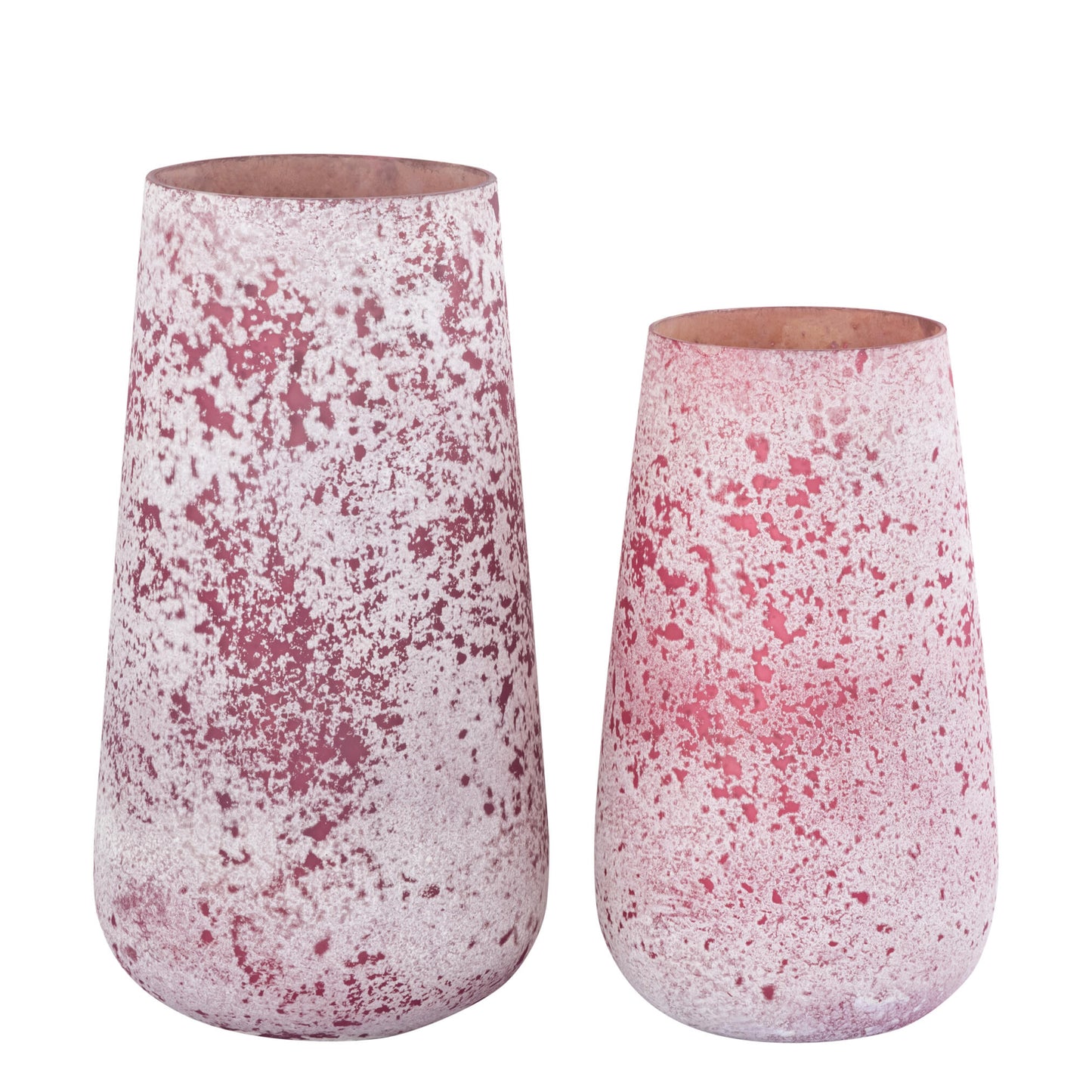 Marcy Roze Glazen Windlicht Rond Ruw Set van 4 Stuks 30x16x16 cm