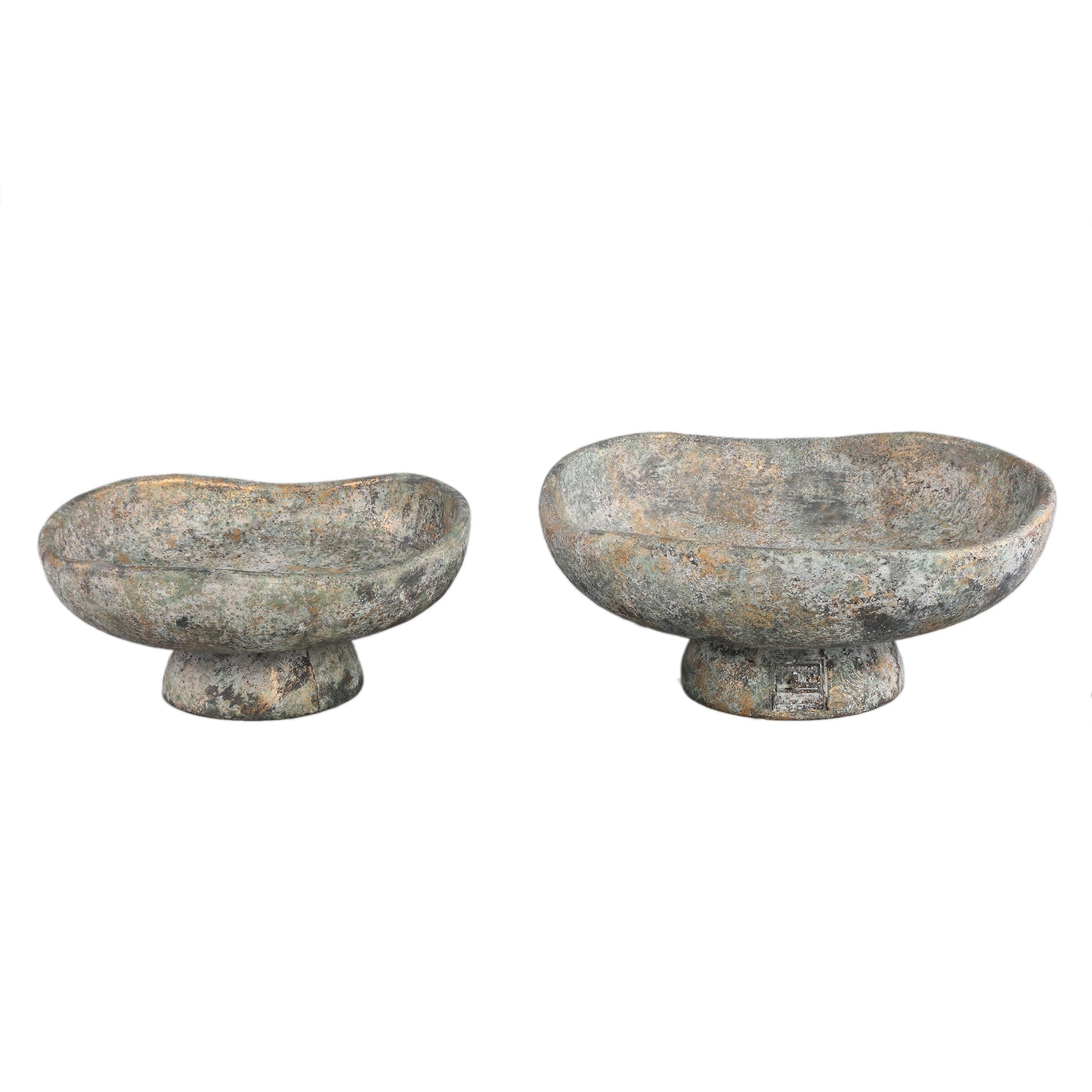 Rokas Grijze Cement Schaal Op Voet Set Van 4 Stuks L 13x30x30 cm