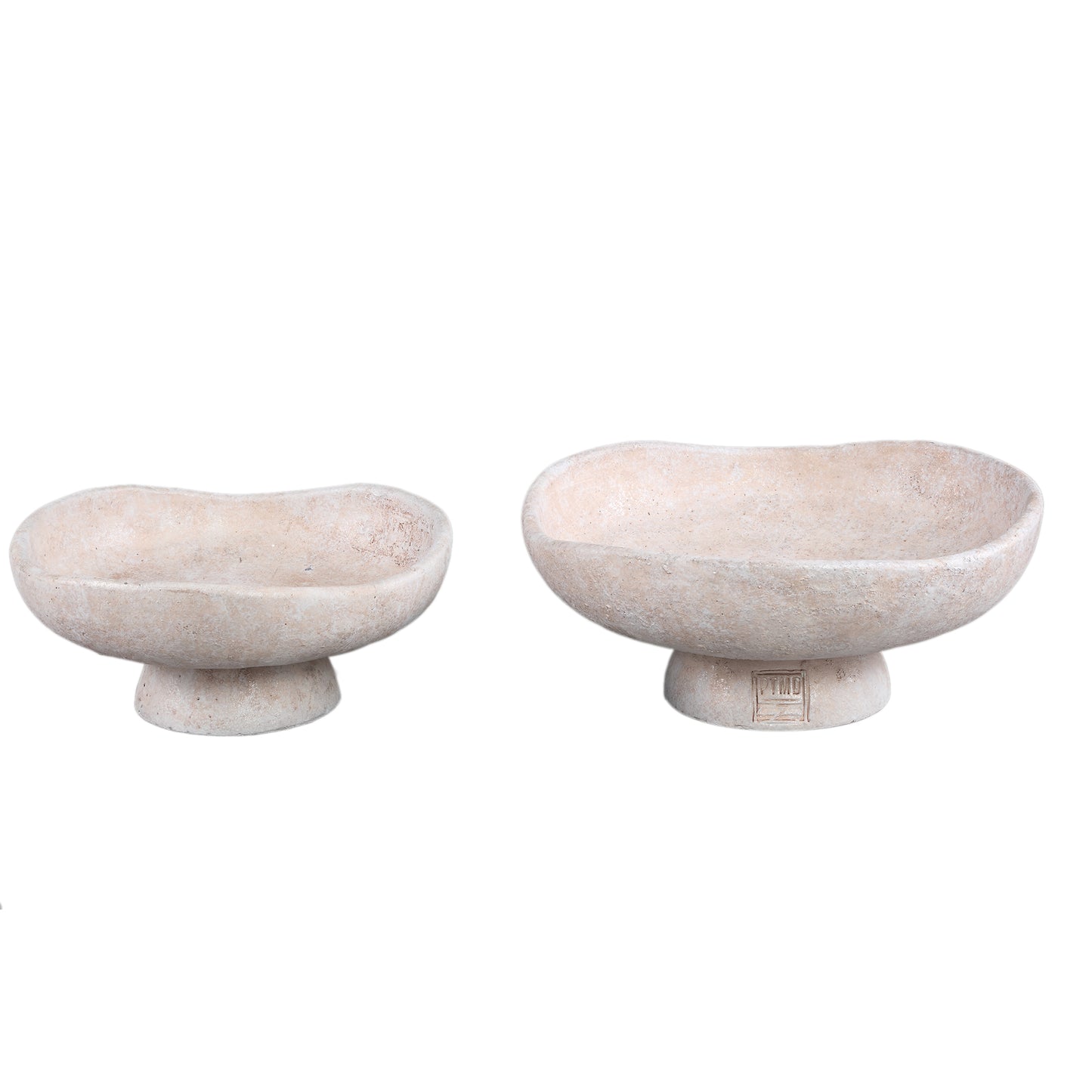 Rokas Witte Cement Schaal Op Voet Set van 4 Stuks L 13x30x30 cm