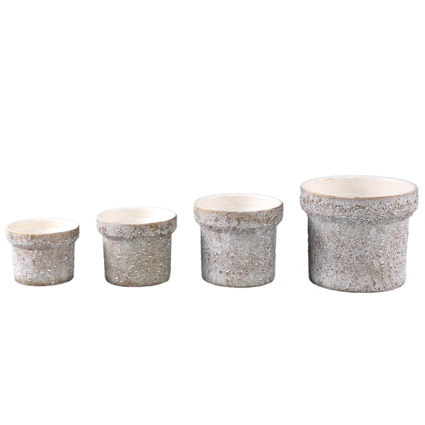 Christe Cream Keramische Pot Rond Rough L - Set van 12 13x15x15 cm