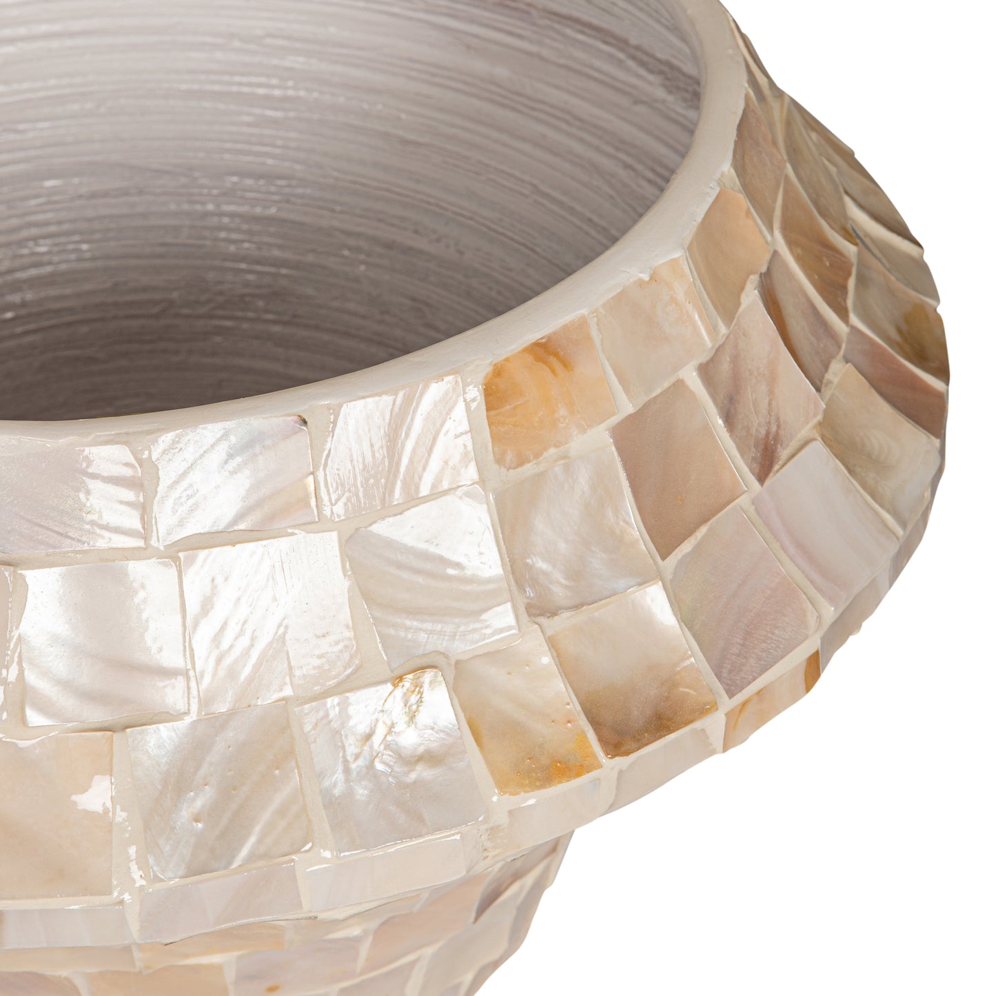 Daven Cream Poly Shell Bamboo Pot Round Low M