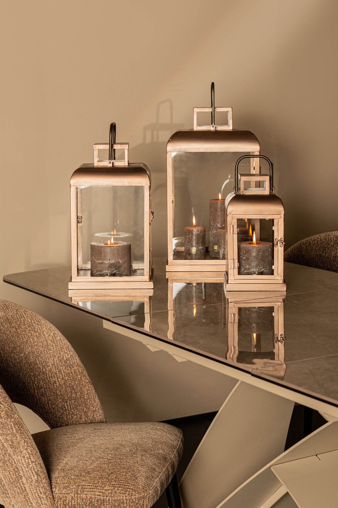 Vitoria Copper Rectangle Iron Lantern With Glass S