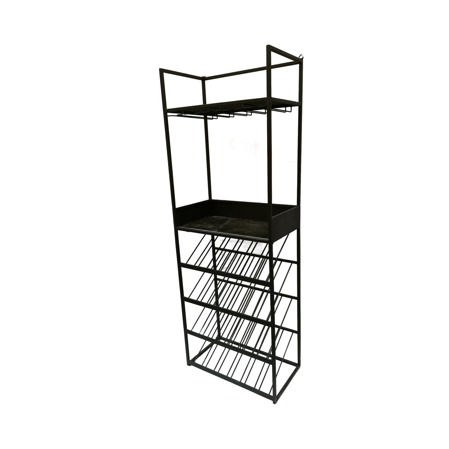 Arto Wine Rack Dark Grey Base Brown Marble