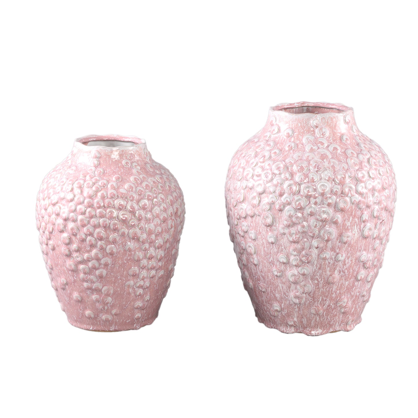 Avis Roze Keramische Pot Rond Set van 2 Stuks 30x24x24 cm