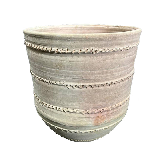 Kaisa Beige Terracotta Round Pot Line Pattern