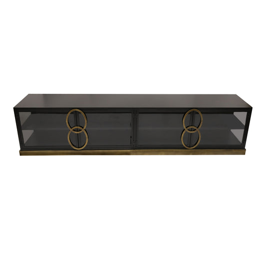 Riho Black Metal Cabinet Low Smoky Glass Doors