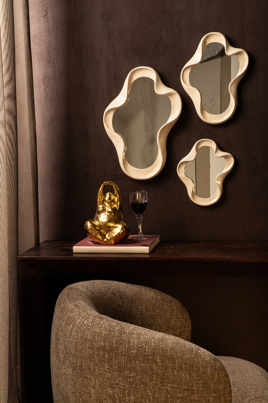 Hannah Cream Poly Organic Shaped Mirror Shiny M