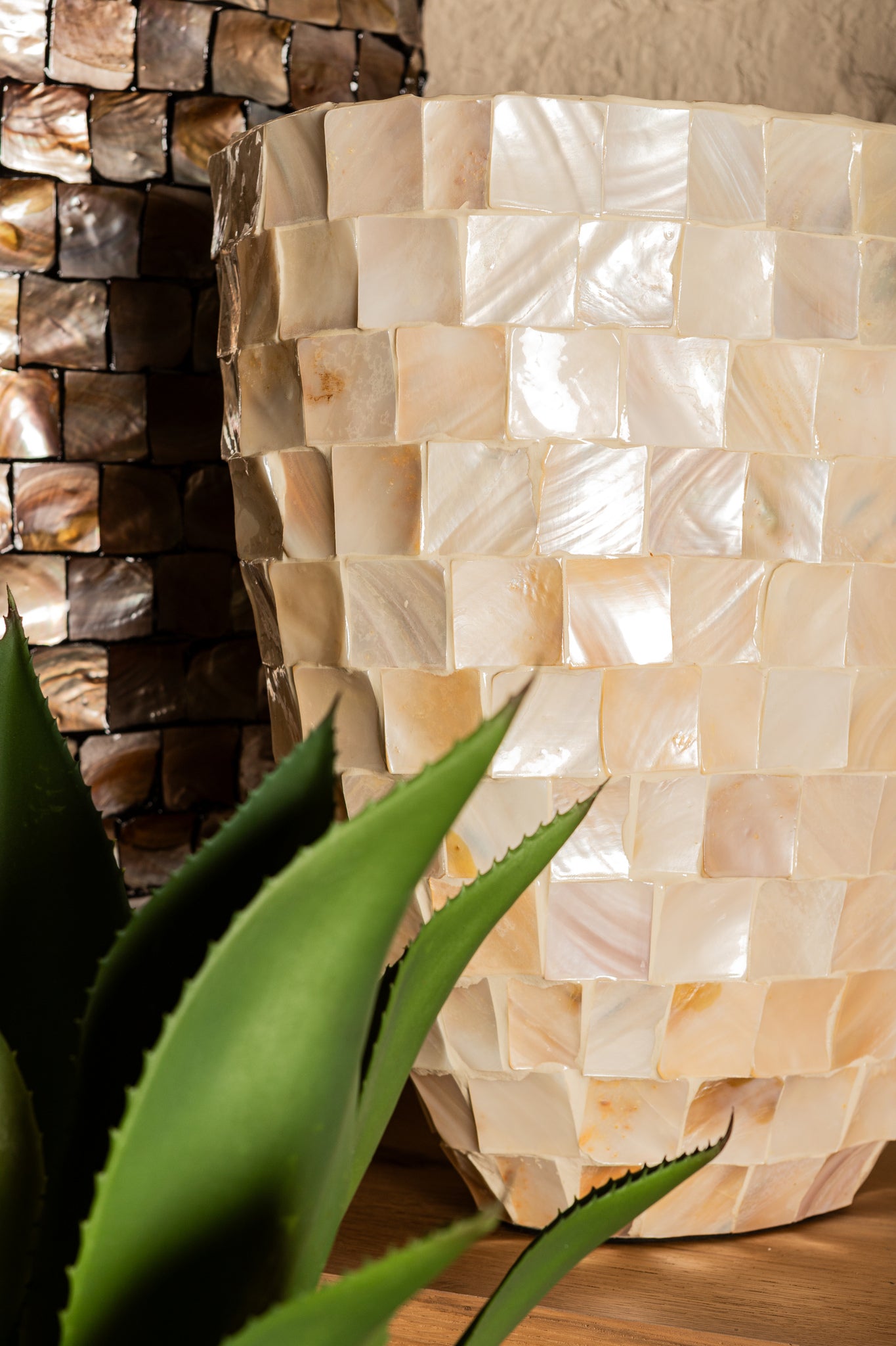 Chelsae Cream Poly Rectangle Shell Mirror