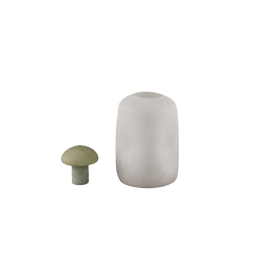 Karlie Witte Matte Glazen Bol Vaas Met Groen Accent 25x16x16 cm