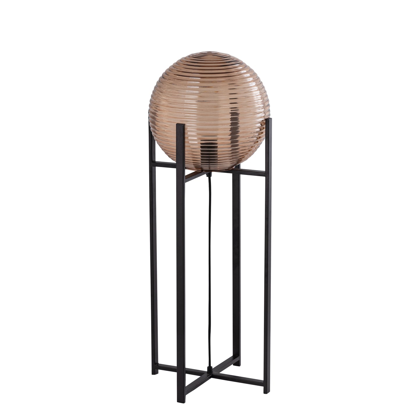 Korrin Brown Embossed Rib Glass Floor Lamp Ball