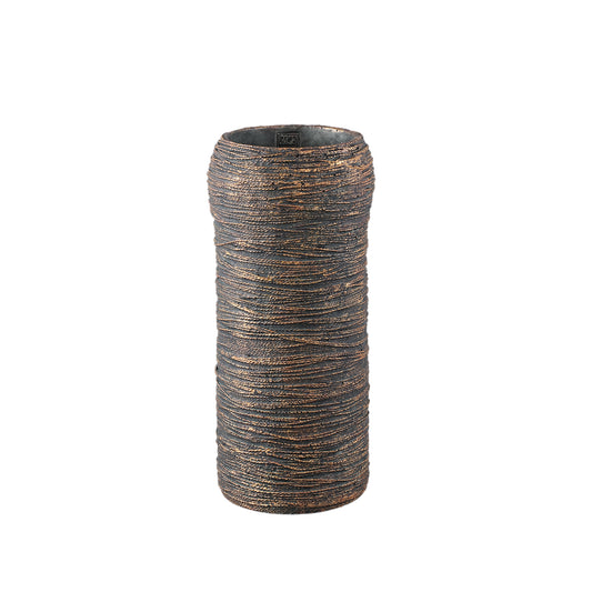 Ricci Black Cement Pot Ribbed Round High M