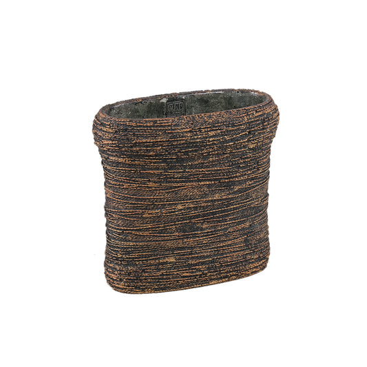 Ricci Black Cement Pot Ribbed Oval M